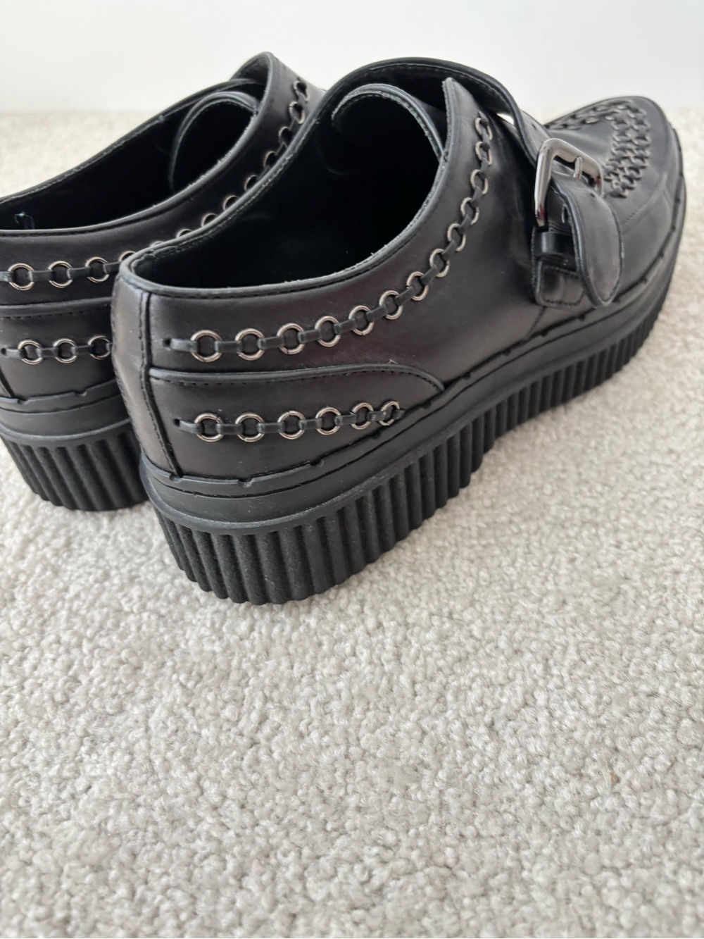TOD’S Black Leather Monk Strap Loafers Platform Chain Detail Size 9.5 US - Picture 6 of 12